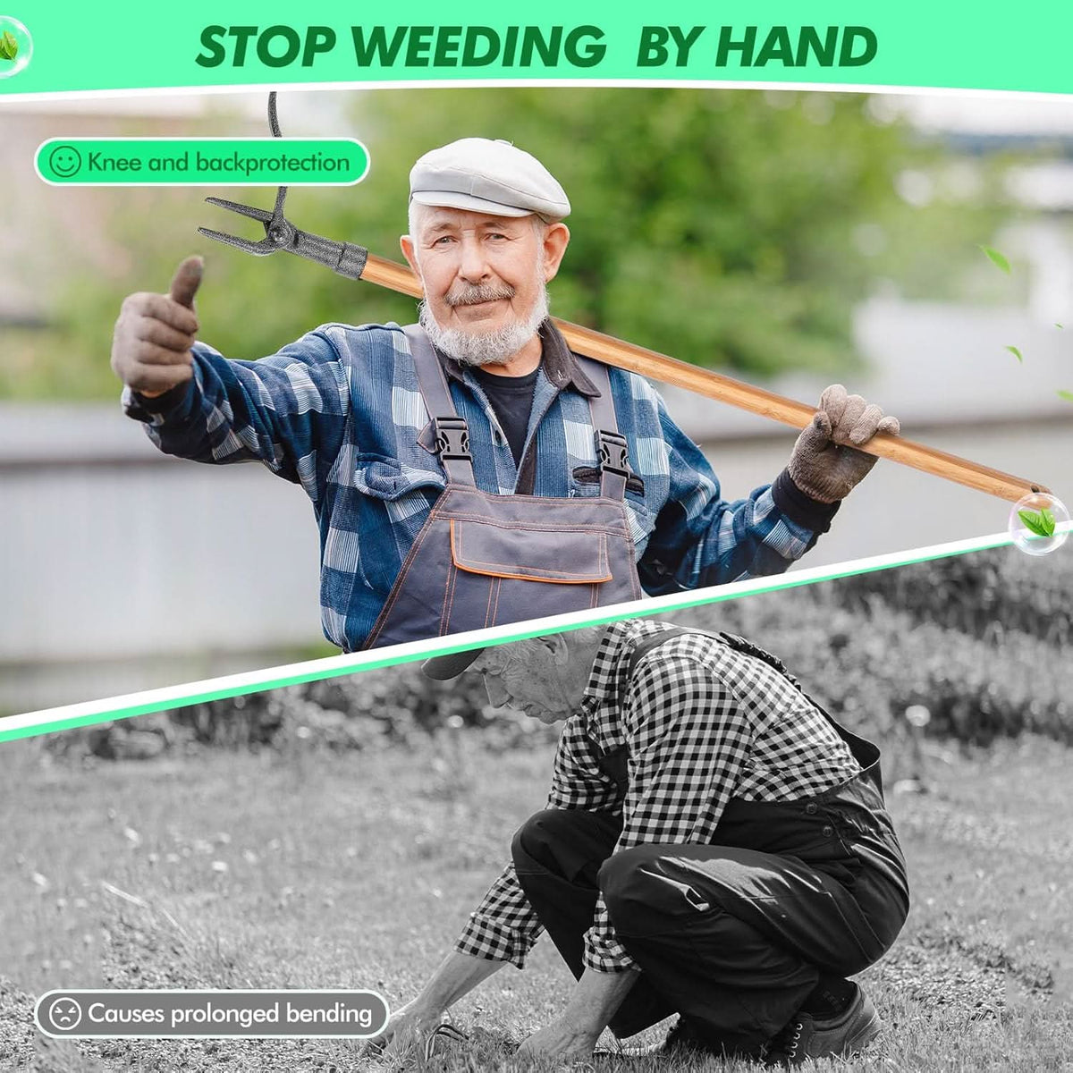 Garden Weed Remover 4-Pronged Steel Ergonomic Handle