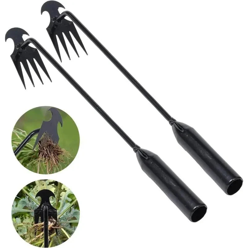 Garden Weeder 4-Prong Corrosion-Resistant Steel Ergonomic Handle