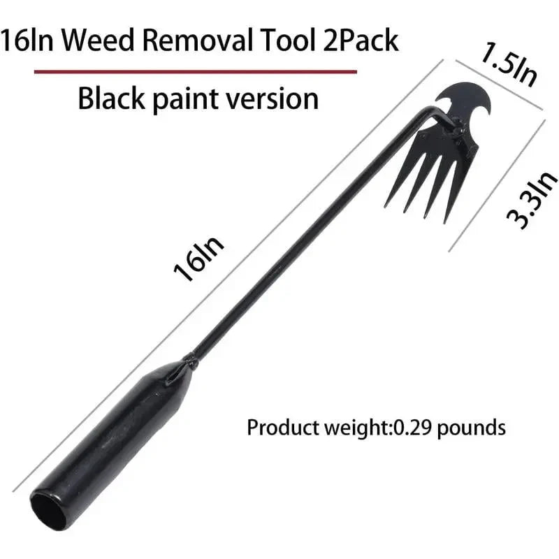 Garden Weeder 4-Prong Corrosion-Resistant Steel Ergonomic Handle