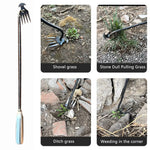 Garden Weeder Tool Crescent Head Multi Tooth Ergonomic Handle
