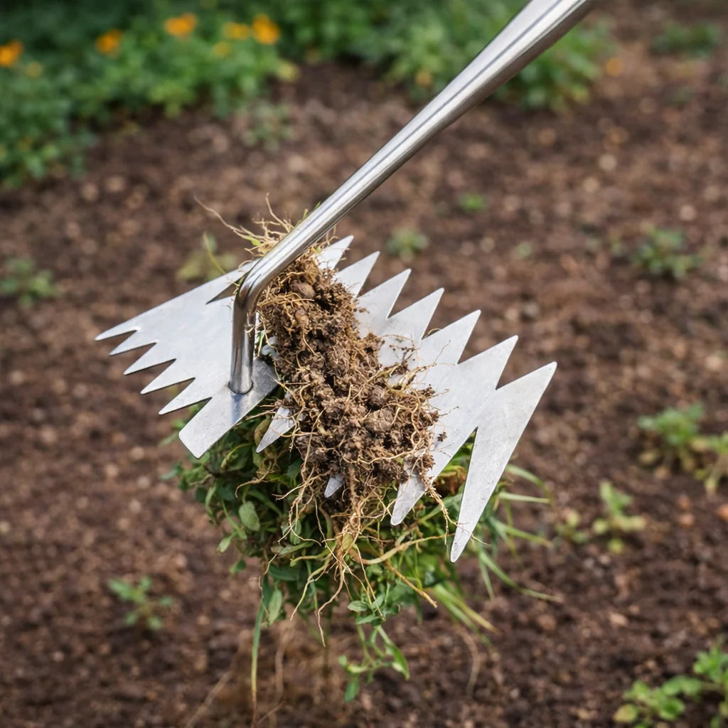 Garden Weeding Rake Manganese Steel Four Tines