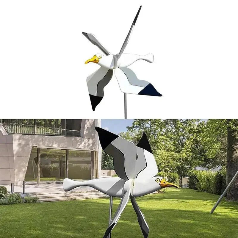 Garden Wind Spinner Seagull Design Easy Stake Mount
