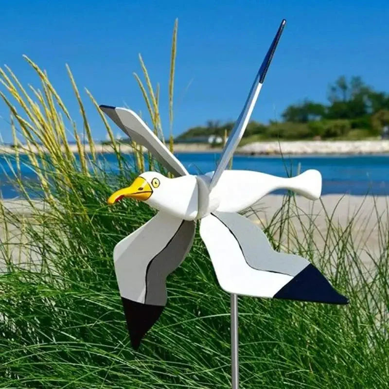 Garden Wind Spinner Seagull Design Easy Stake Mount