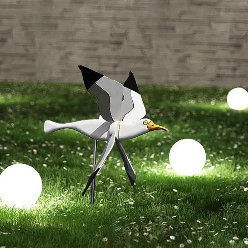 Garden Wind Spinner Seagull Design Easy Stake Mount