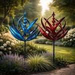 Garden Wind Vane Lotus Design Weather-Resistant Steel