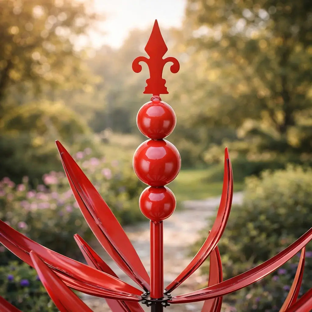 Garden Wind Vane Lotus Design Weather-Resistant Steel
