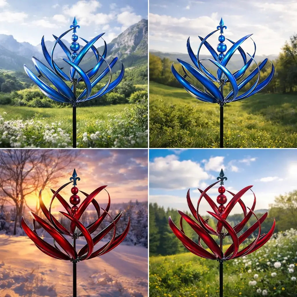 Garden Wind Vane Lotus Design Weather-Resistant Steel