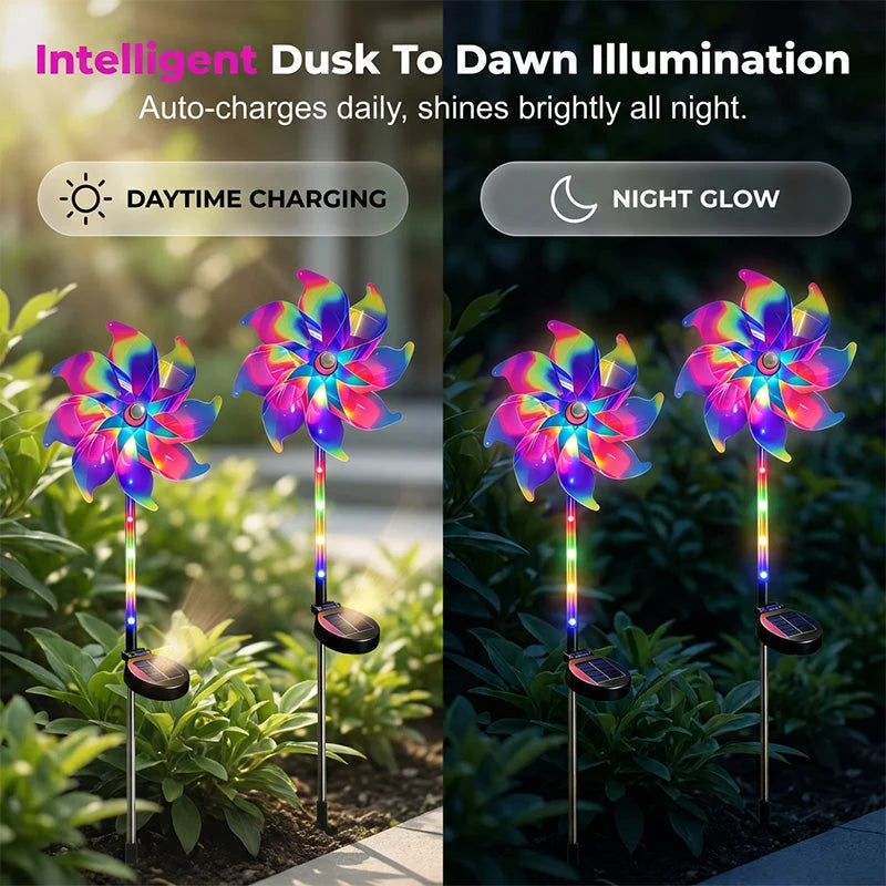 Garden Windmill Solar Powered Rainbow LED