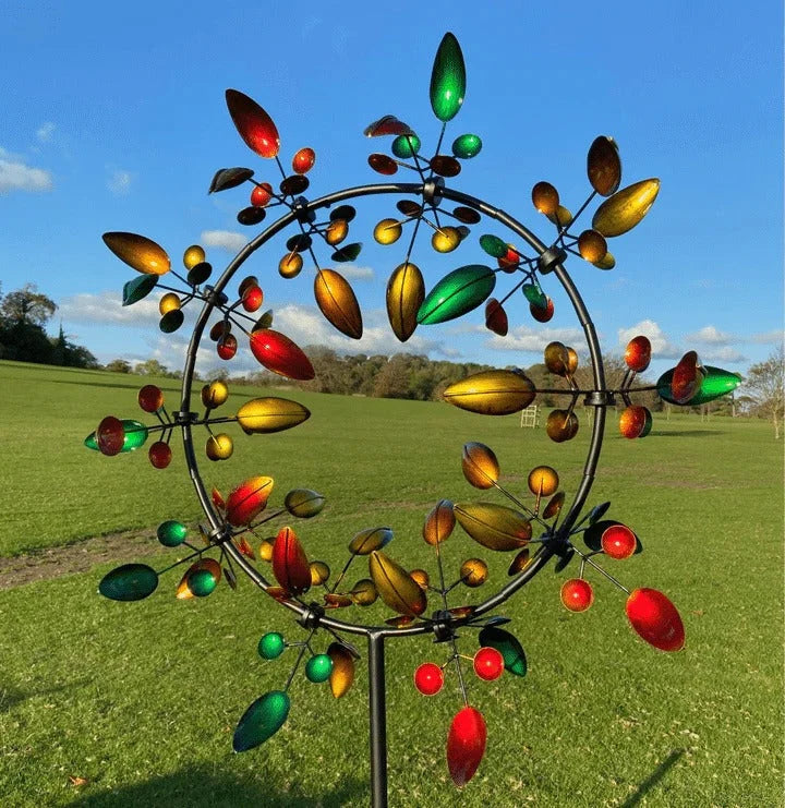 Garden Windmill Spinner Kinetic Powder-Coated Metal Stake