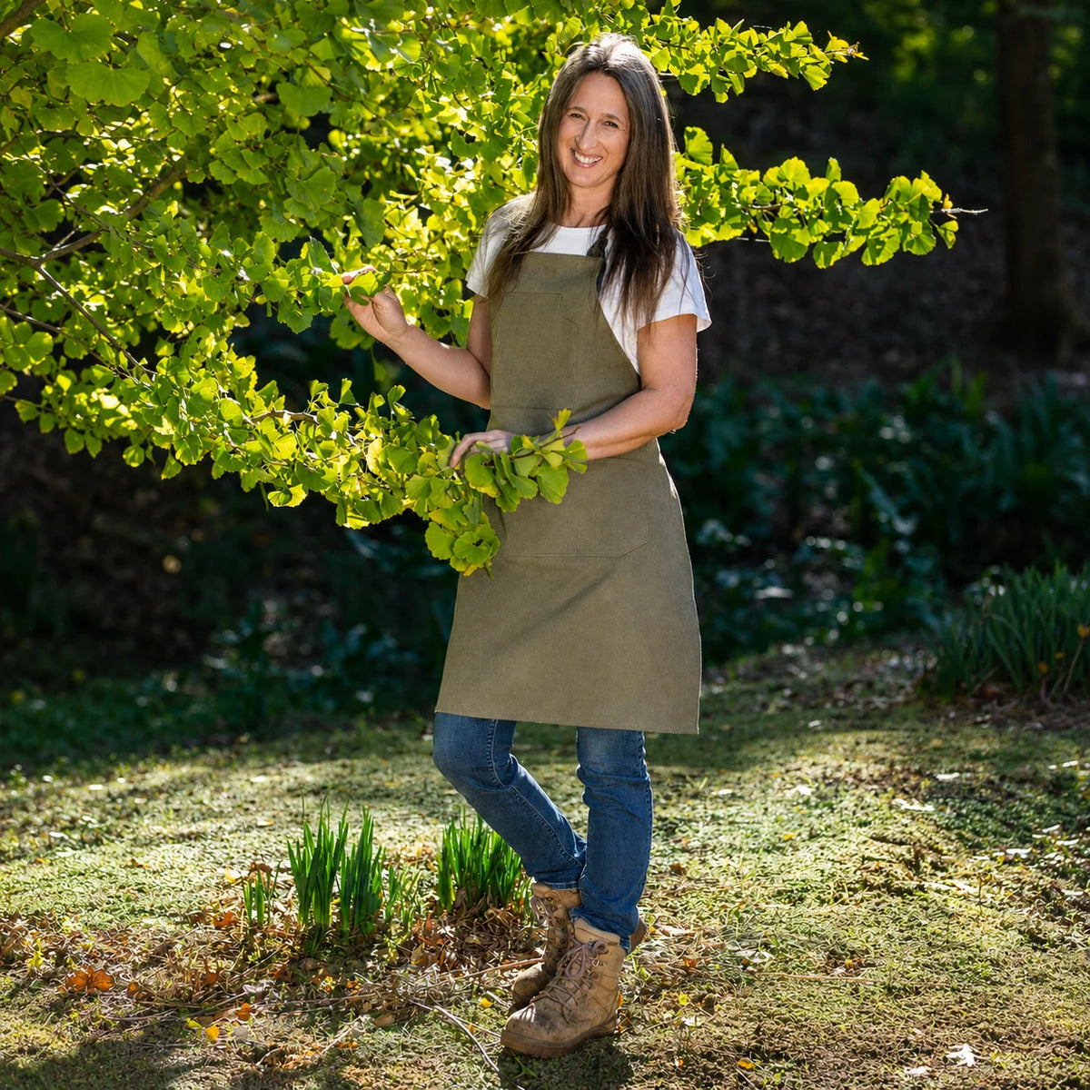 Gardening Apron Cotton Canvas Tool Pockets Adjustable Straps