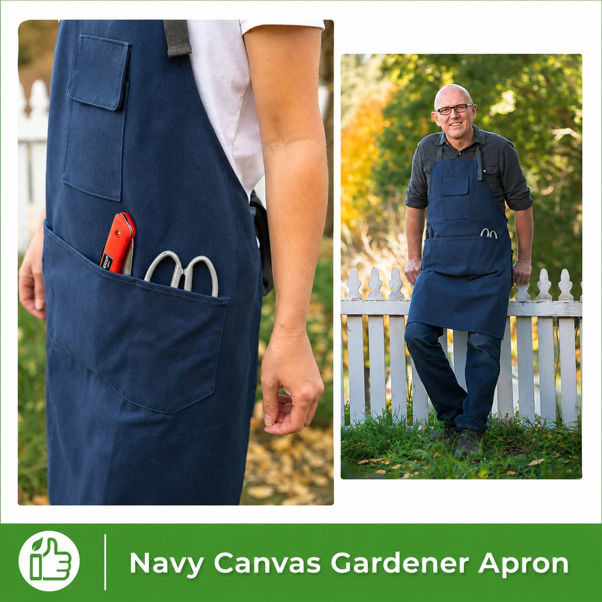 Gardening Apron Cotton Canvas Tool Pockets Adjustable Straps
