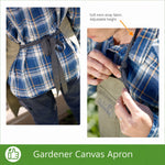 Gardening Apron Cotton Canvas Tool Pockets Adjustable Straps