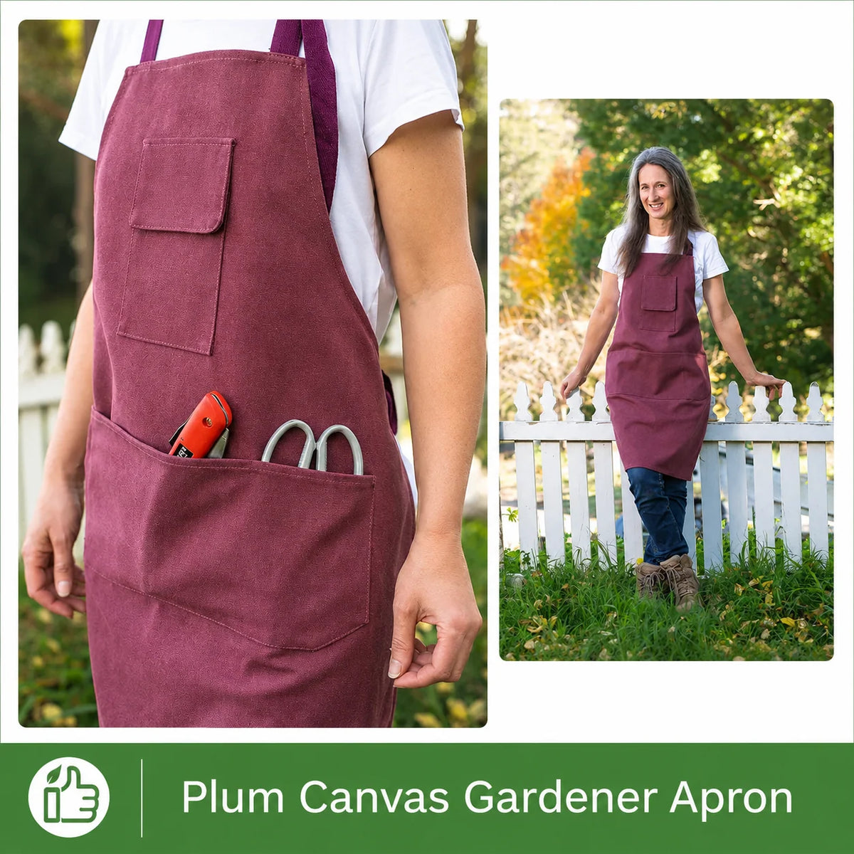 Gardening Apron Cotton Canvas Tool Pockets Adjustable Straps