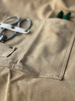 Gardening Apron Waxed Cotton Canvas Multiple Pockets & Adjustable Cross Straps