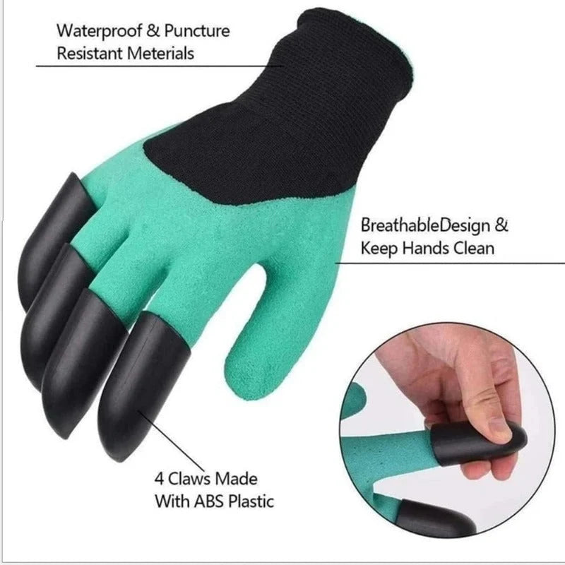 Gardening Gloves Built-In Claws Latex-Coated Thorn-Resistant