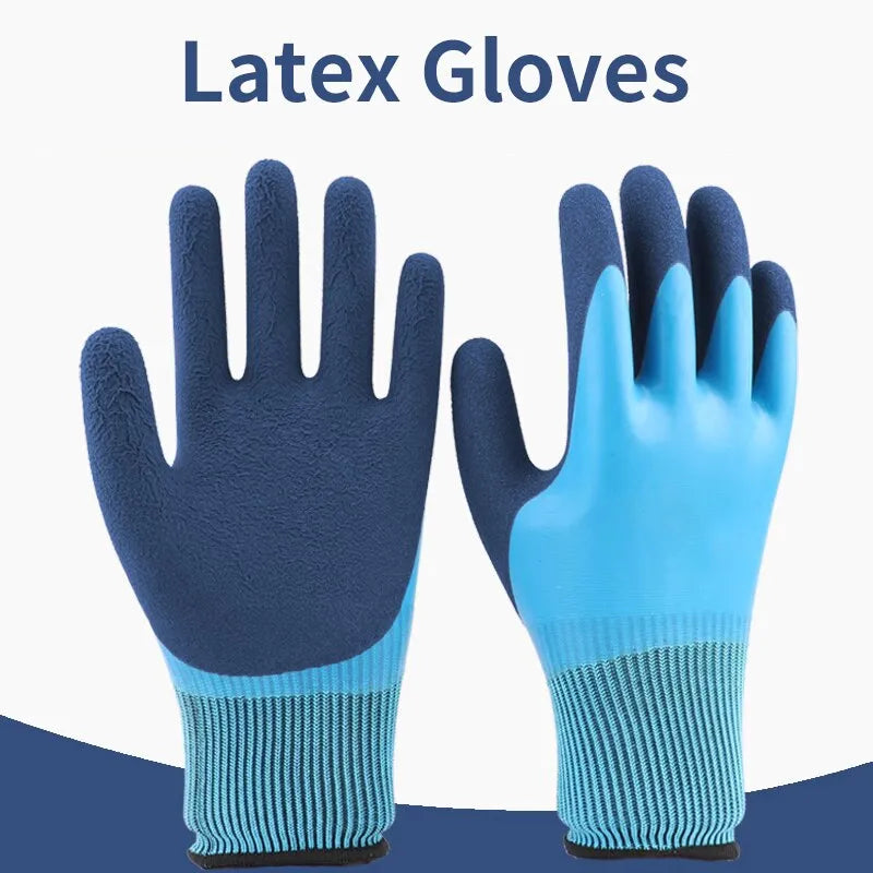 Gardening Gloves Stab-Resistant Waterproof Polyester & Latex