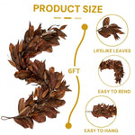 Garland Faux Magnolia Leaves 6 Ft Brown