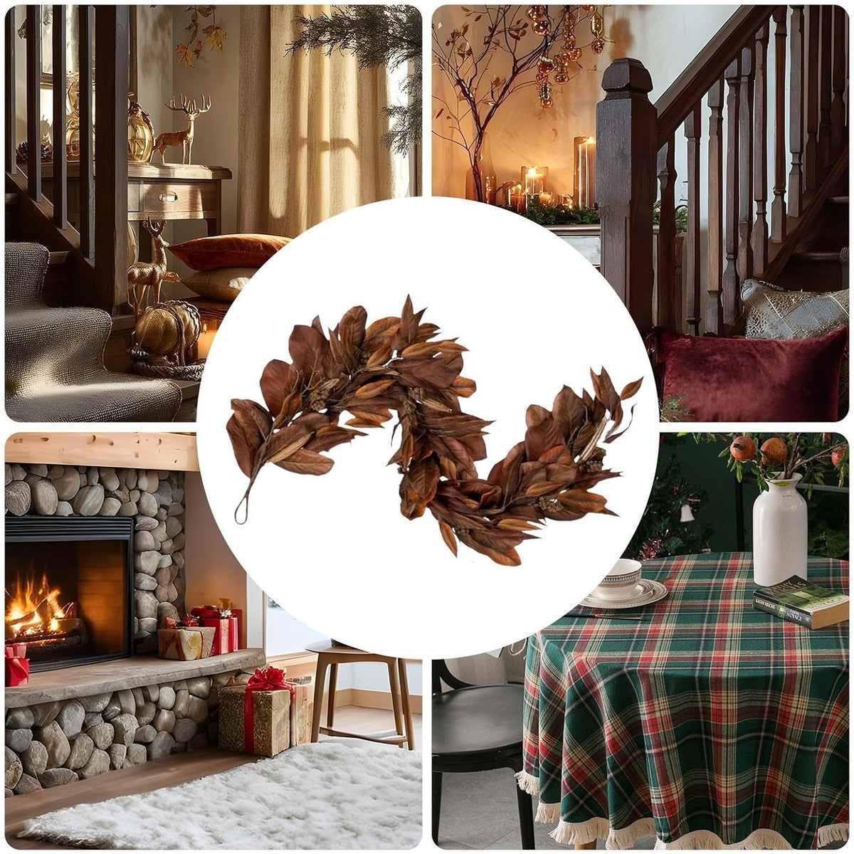 Garland Faux Magnolia Leaves 6 Ft Brown