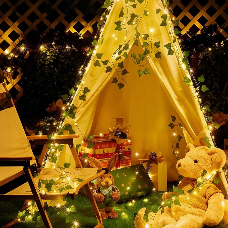 Garland Lights Artificial Foliage Solar & Battery Powered