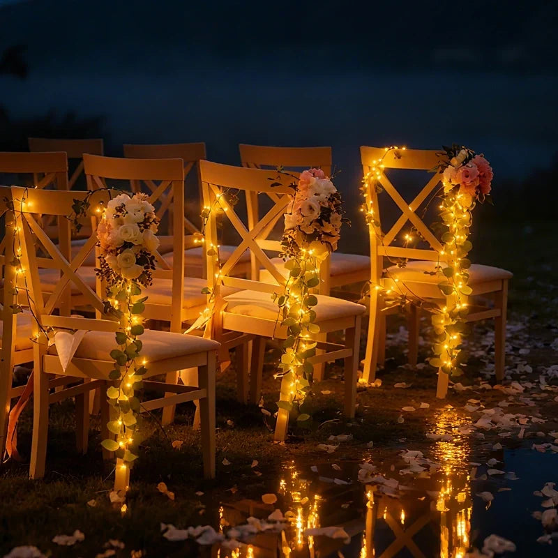 Garland Lights Artificial Foliage Solar & Battery Powered