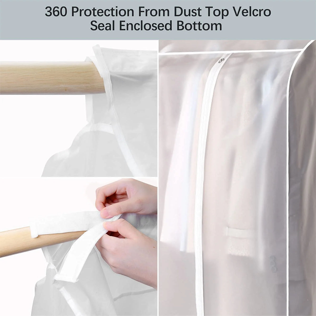Garment Storage Bag Transparent Front Breathable Sides Dust Protection