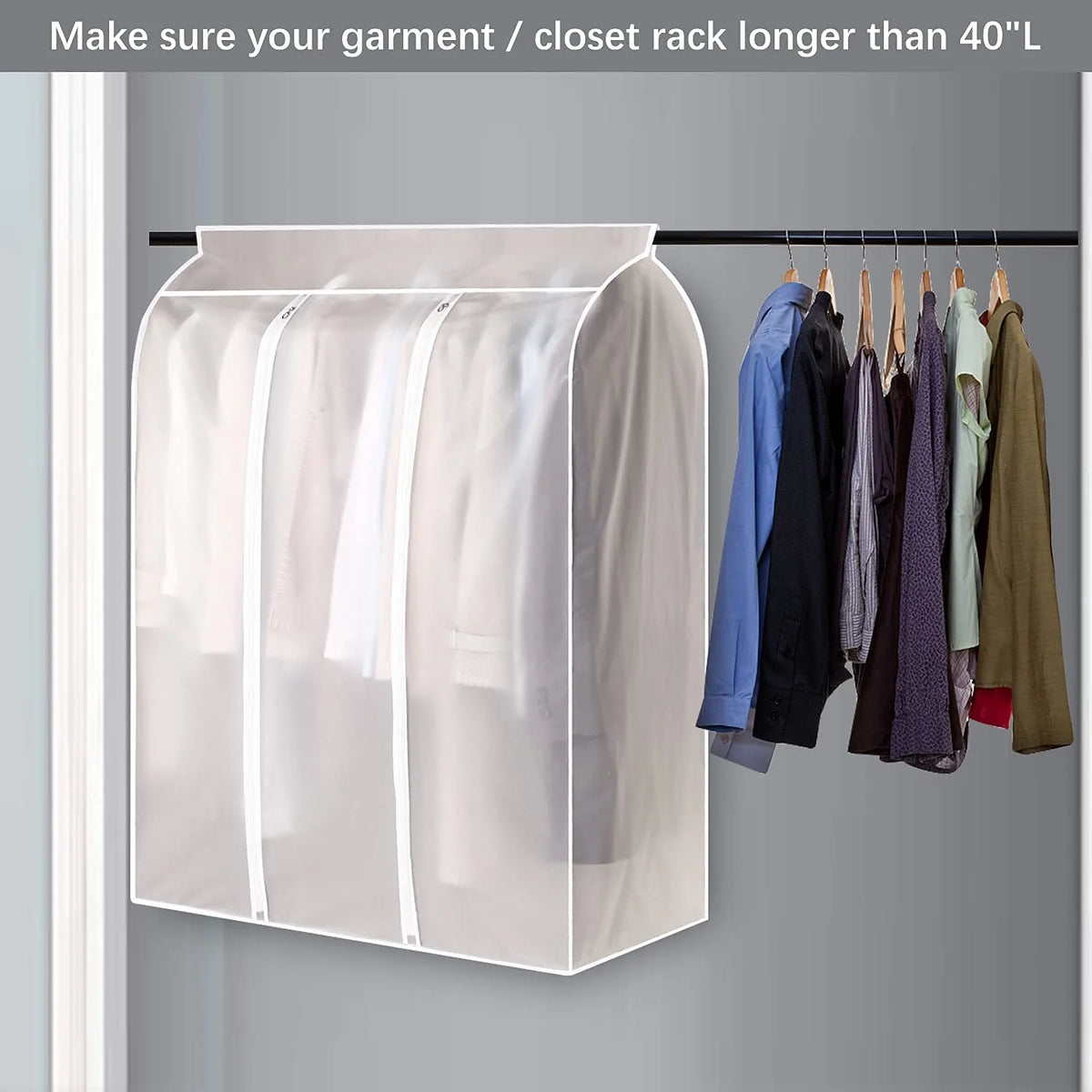 Garment Storage Bag Transparent Front Breathable Sides Dust Protection