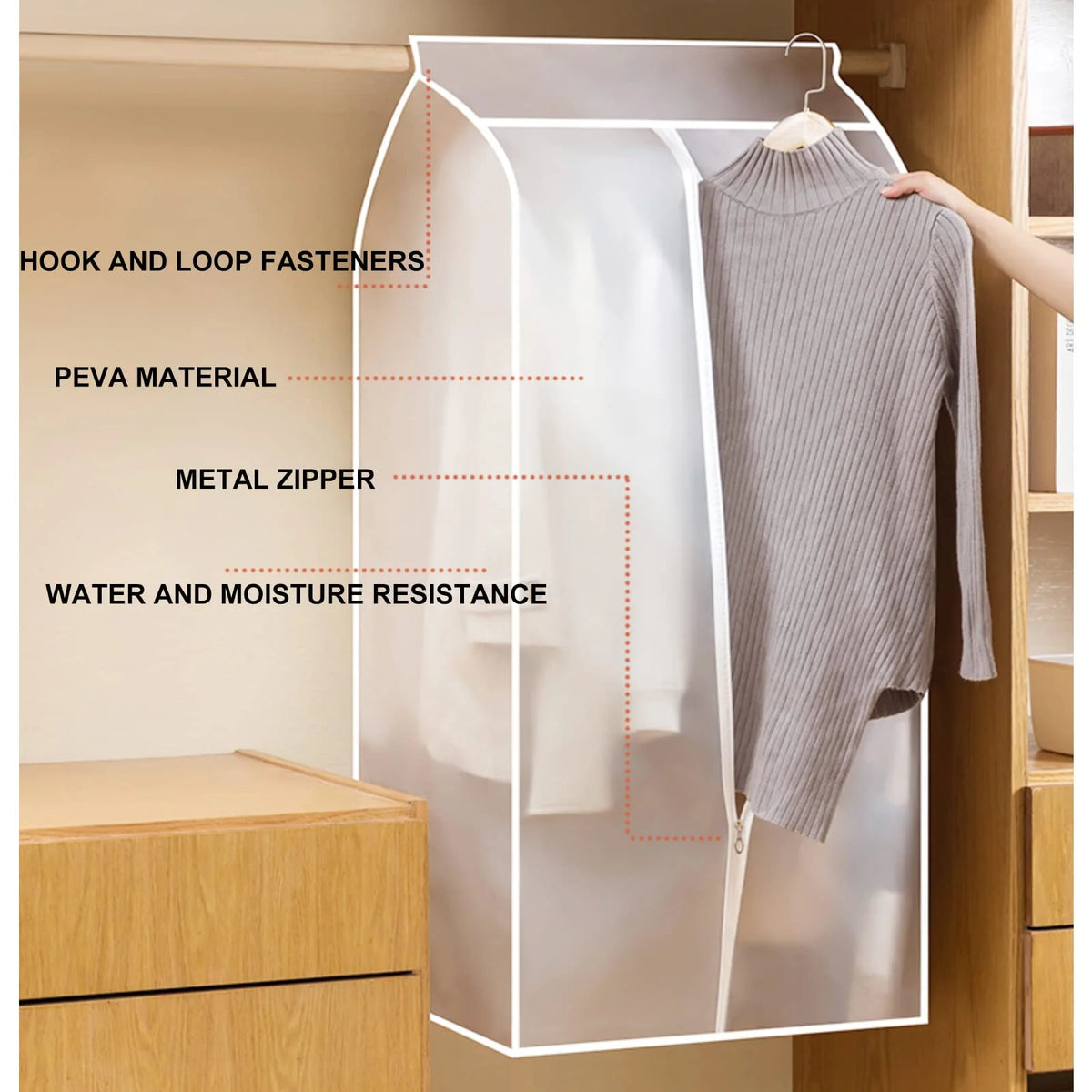 Garment Storage Bag Transparent Front Dust Protection