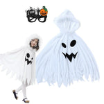 Ghost Costume Hooded Cape Faux Fur Trim Jagged Hem