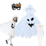 Ghost Costume Hooded Cape Faux Fur Trim Jagged Hem