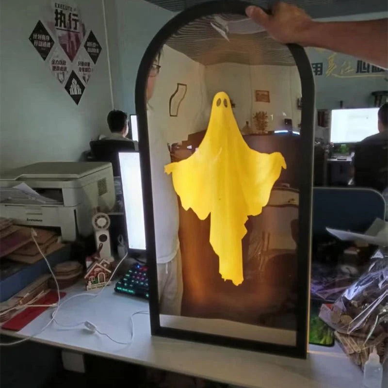 Ghost Mirror Decor Holographic Effect Warm LED Glow