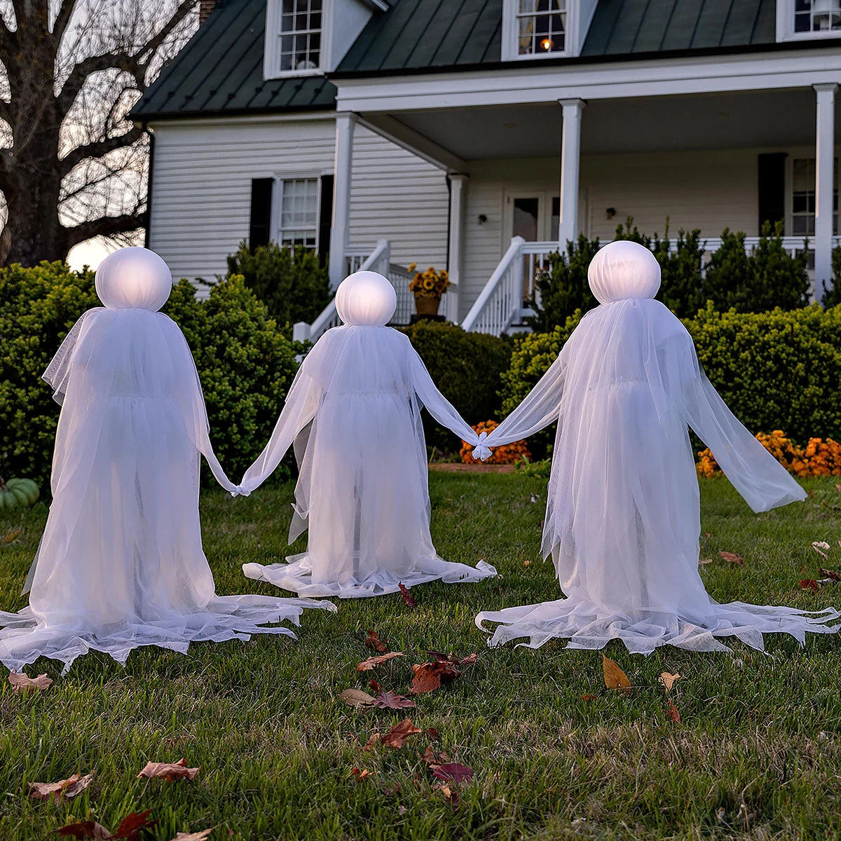 Ghost Yard Stakes Glowing Flickering Set of 3