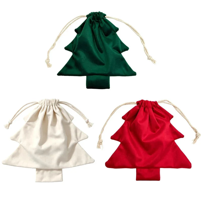Gift Bag Christmas Tree Shape Durable Fabric & Drawstring