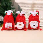 Gift Bag Soft Felt Santa Face Drawstring Reusable