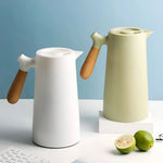 Glass Carafe Double-Walled Wooden Handle for Hot & Cold Drinks