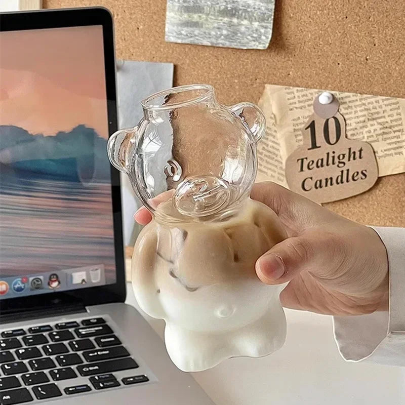 Glass Coffee Mug 3D Bear Design Microwave-Safe 10.8 Oz