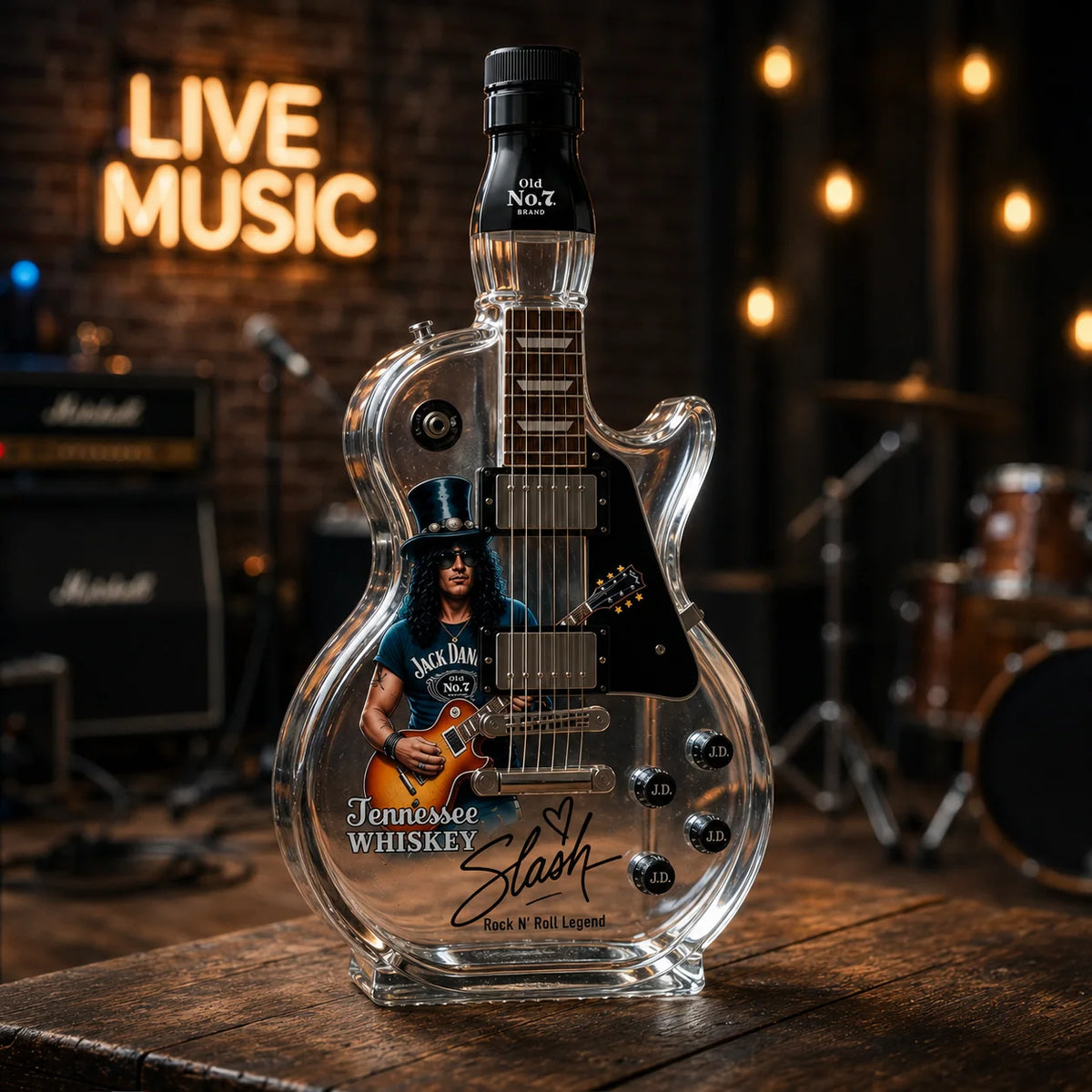 Glass Decanter Guitar-Shaped Decorative Display