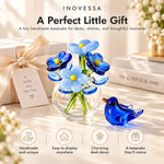 Glass Decor Set Handmade Miniature Vase & Bird