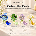 Glass Decor Set Handmade Miniature Vase & Bird