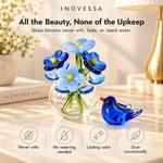 Glass Decor Set Handmade Miniature Vase & Bird