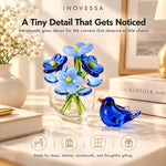 Glass Decor Set Handmade Miniature Vase & Bird