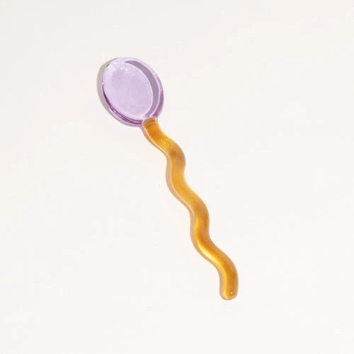 Glass Dessert Spoons Wavy Colorful Dishwasher-Safe