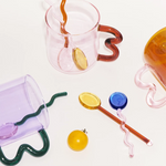 Glass Dessert Spoons Wavy Colorful Dishwasher-Safe