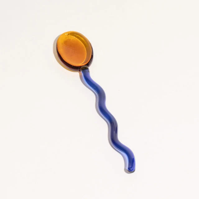 Glass Dessert Spoons Wavy Colorful Dishwasher-Safe