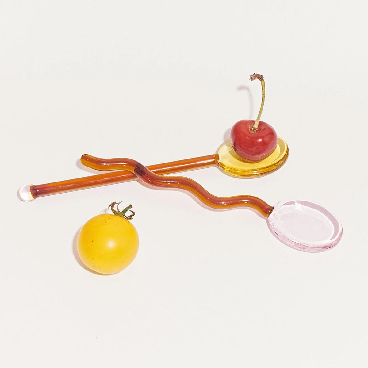Glass Dessert Spoons Wavy Colorful Dishwasher-Safe