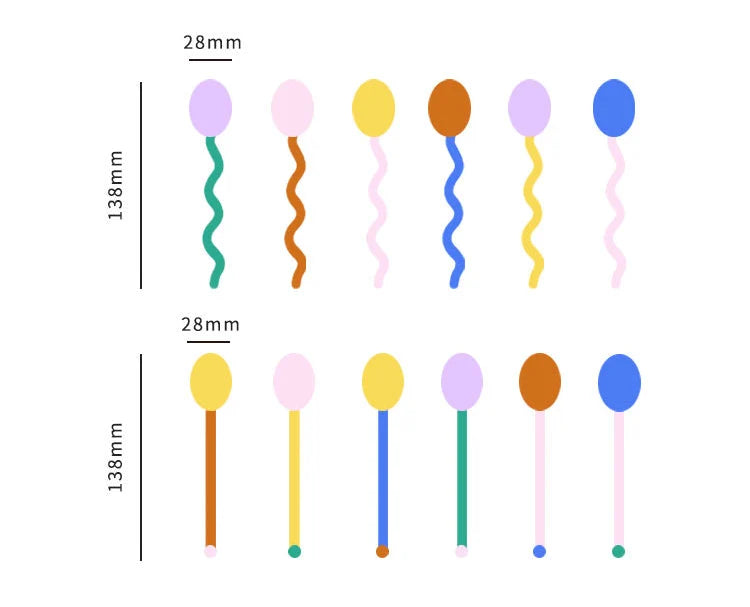 Glass Dessert Spoons Wavy Colorful Dishwasher-Safe