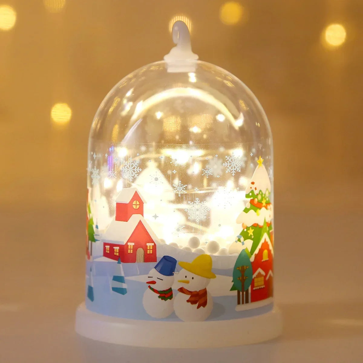 Glass Dome Decoration Warm White LED Santa Scene