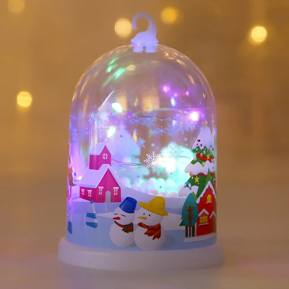 Glass Dome Decoration Warm White LED Santa Scene