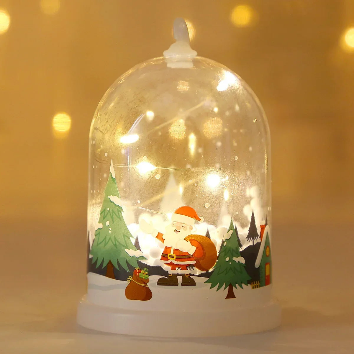 Glass Dome Decoration Warm White LED Santa Scene