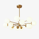 Glass Globe Chandelier Brass Finish Adjustable Suspension
