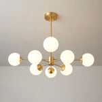 Glass Globe Chandelier Brass Finish Adjustable Suspension